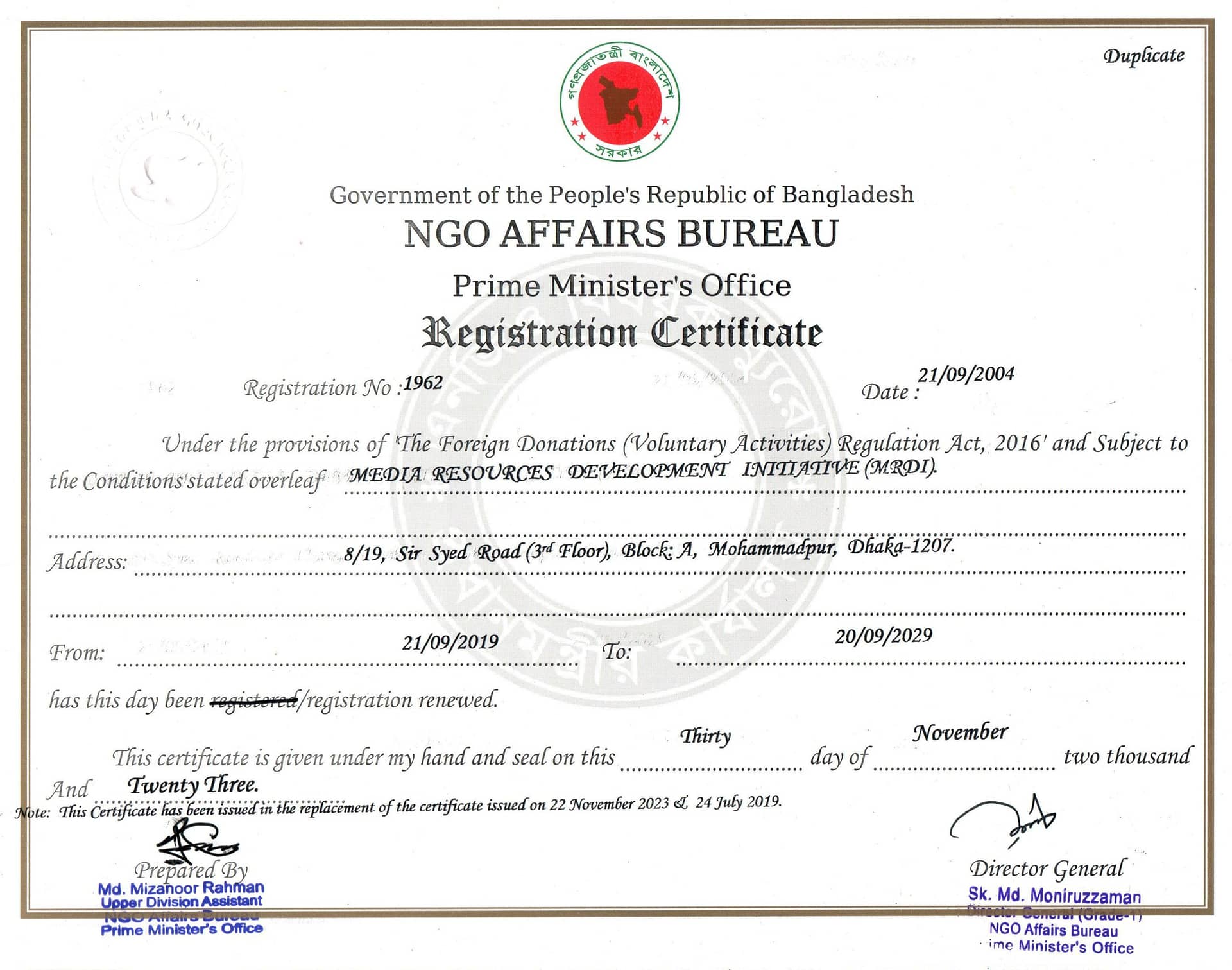 NGO Bureau Registration